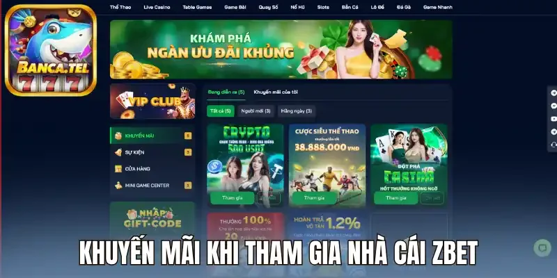 Khuyến mãi khi tham gia nhà cái Zbet