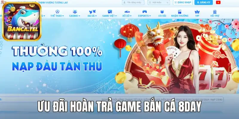 Ưu đãi hoàn trả game bắn cá 8Day